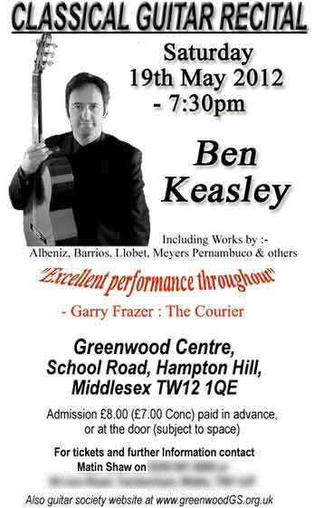 Ben Keasley Concert Poster